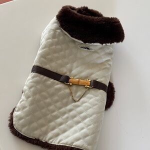 Boots & Barkley Quilted Dog Coat - Brown and Cream